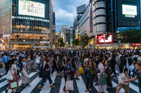 Crowd of people on famous Shibuya crossing in Tokyo at night. Tokyo, Japan - Aug , #AFFILIATE, #Shibuya, #crossing, #Tokyo, #Crowd, #people #ad Night Editorial, Tokyo At Night, Crowd Of People, Shibuya Crossing, Blur Image, Tokyo Night, Japan Street, Photography Jobs, Aesthetic Japan