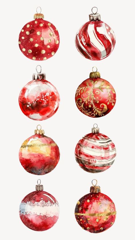 Editable festive Christmas bauble design element set | premium image by rawpixel.com / Pinn Christmas Bauble Designs, Scrapbook Book, Set Ideas, Red Ornaments, Awesome Designs, Christmas Bauble, About Christmas, Decoupage Paper, Tree Christmas