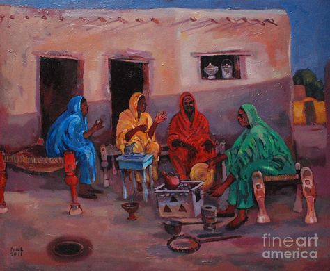 Sudan 3 Sudan Art Painting, Sudanese Clothing, Sudanese Women, Pakistani Art, Childhood Memories Art, Arabian Art, Village Photography, Clay Craft, Village Life