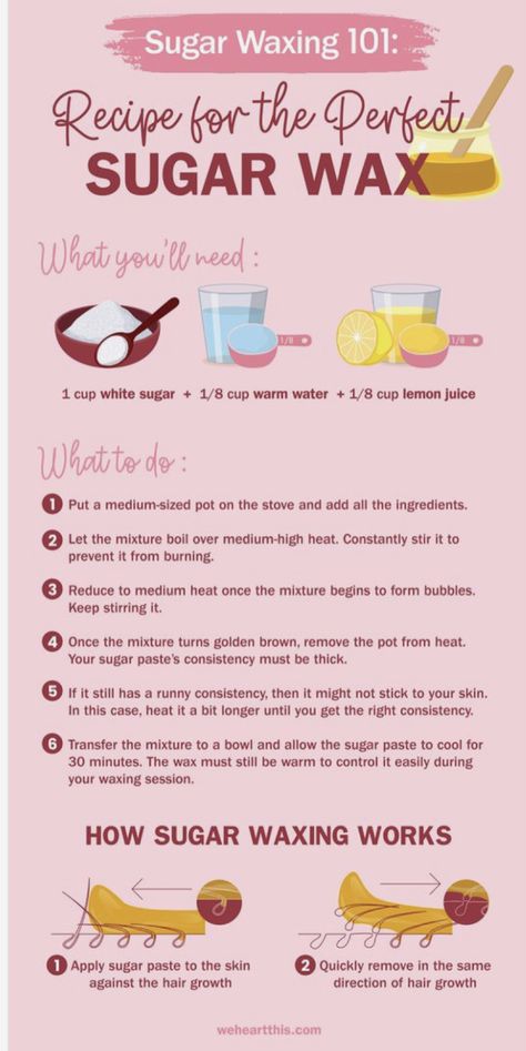 How To Wax Down There, Homemade Sugar Wax For Hair Removal, Sugar Wax Recipe No Strips, Sugar Waxing Tips, Diy Sugar Wax, Homemade Creams, Home Made Wax, Feminine Journey, Homemade Sugar Wax