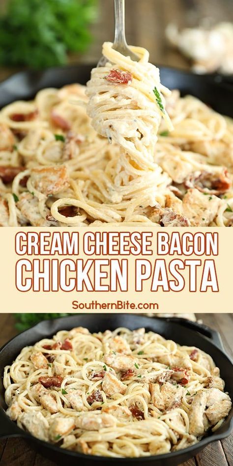 Feb 28, 2023 - This indulgent Cream Cheese Bacon Chicken Pasta is a skillet full of comfort. It's easy, only calls for handful of ingredients, and is the perfect recipe for those busy weeknights. Cheesy Bacon Chicken Pasta, One Pot Chicken Bacon Pasta, Bacon Chicken Alfredo Pasta, Chicken Bacon Creamy Pasta, One Pot Bacon Chicken Pasta, Recipes With Less Ingredients, Chicken Bacon Pasta Casserole, Cream Cheese Bacon Chicken Pasta, Chicken Bacon Ranch Pasta With Cream Cheese