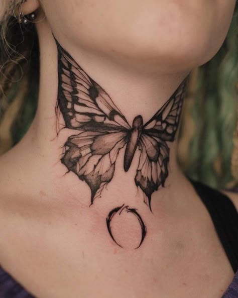 #CoolTattoos #TattooArt #InkMaster #TattooDesigns #InkedUp #TattooLovers #InkInspiration #TattooIdeas #CreativeInk #TattooStyle Women’s Throat Tats, Dragonfly Throat Tattoo, Moth Neck Tattoos Women, Butterfly Throat Tattoos Women, Women Throat Tattoo, Women’s Neck Tattoos, Butterfly Throat Tattoo, Neck Throat Tattoos Women, Fairy Wing Tattoos On Back