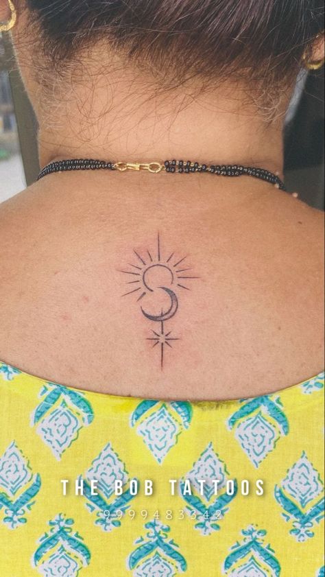 Sun Moon Star Tattoo ☀️ 🌙 ⭐️ Sun Back Tattoo Women, Tattoo Sol E Lua, Tattoos For Women Cat, Full Arm Sleeve, Moon Star Tattoo, Tattoo Sonne, Persian Tattoo, Arm Sleeve Tattoos For Women, Small Moon Tattoos