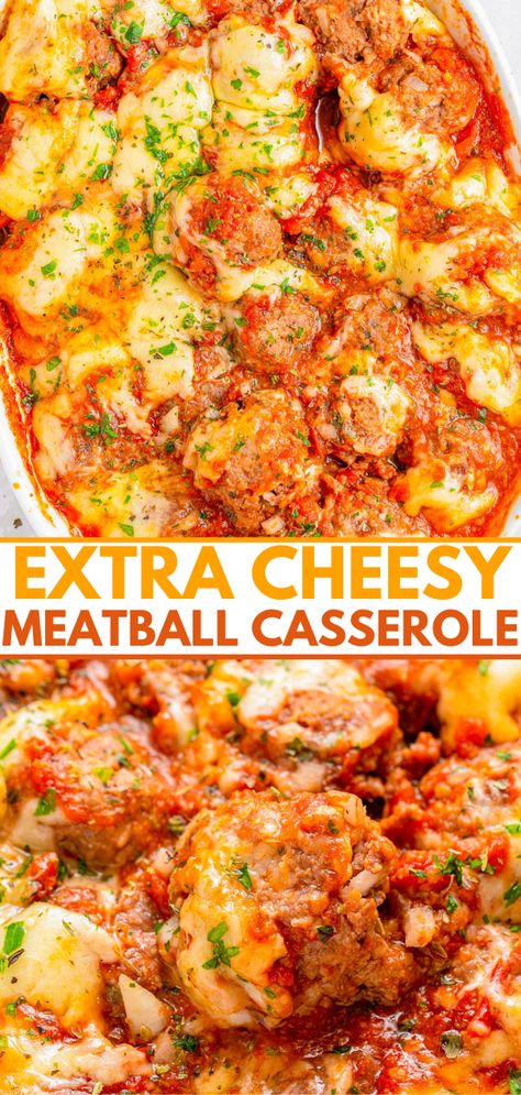 Parmesan Meatball Casserole, Cheesy Enchilada Meatball Casserole, Cheesy Meatball Casserole With Frozen Meatballs, Meatball Marinara Casserole, Meatballs And Noodles, Cheesy Meatball Casserole, Comfort Food Casserole, Family Favorite Casseroles, Meatball Casserole Recipe