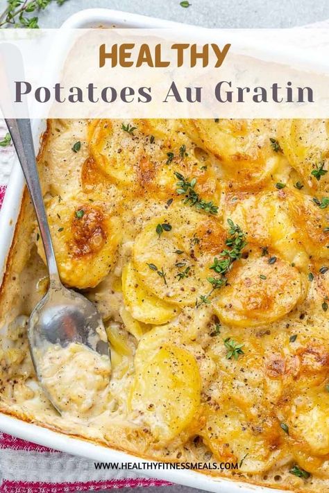 Healthy Au Gratin Potatoes, Healthy Potato Side Dishes For Dinner, Healthy Potato Dishes, Healthy Potato Bake, Healthy Cheesy Potatoes, Healthy Potato Recipes Dinner, Potatoe Sides Dishes Healthy, Easy Healthy Potato Recipes, Healthy Potato Casserole Recipes