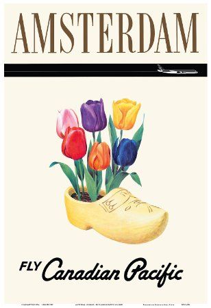 Dutch Shoes, Dutch Tulips, Poster Advertisement, Pacific Airlines, Vintage Airline Posters, Dutch Tulip, Amsterdam Holland, Holland Netherlands, Vintage Airlines