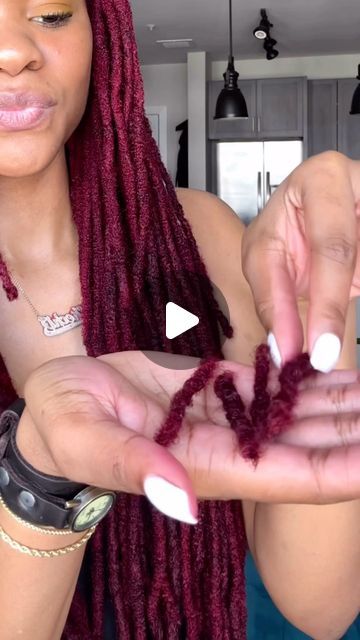 Winter Loc Colors, Fall Loc Colors Black Women, Colored Sisterlocks Black Women, Magenta Locs Black Women, Fall Color Locs Black Women, Colors For Locs, Fall Loc Colors, Orange Locs Black Women, Red Microlocs