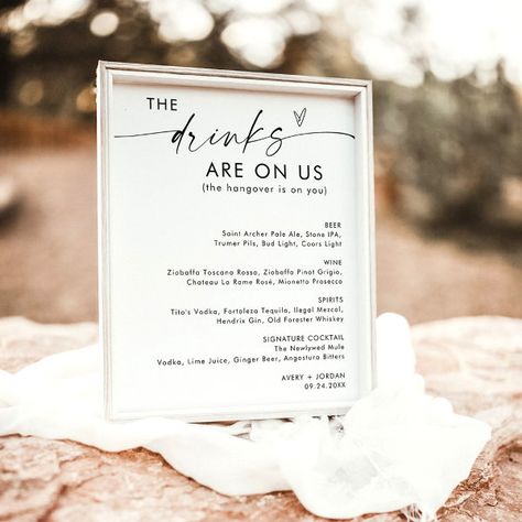 Minimalist Wedding Open Bar Sign | Modern Bar Sign Wedding Open Bar, Funny Wedding Signs, Open Bar Sign, Future Wedding Plans, Open Bar, Modern Bar, Bar Sign, Wedding Bar, Signature Cocktail