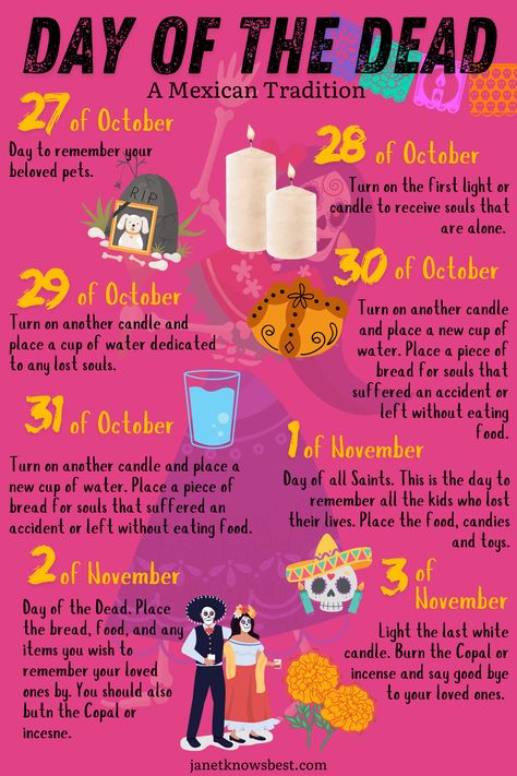 9 Traditional Items to Include in Your Day of the Dead Ofrenda (Altar) and Their Meaning - Janet Knows Best Dog Ofrenda Ideas, Dia De Los Muertos Ofrenda Ideas Diy, Homemade Ofrenda, How To Make Your Own Ofrenda, Ofrenda For Pets, Outdoor Ofrenda, How To Build An Ofrenda, How To Celebrate Dia De Los Muertos, Day Of The Dead Ofrenda Altars