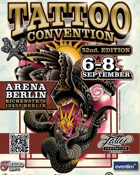 It’s sett! 🔥 I’m attending one of Europes biggest conventions in September amongst 300 other tattooers and good friends in Berlin! 🎉🎊 Big up to @lillemadstattoo who made the jaw dropping poster 💪🔥 France Tattoo, Convention Tattoo, Tattoo Expo, Worlds Best Tattoos, Event Advertising, Tattoo Convention, Fantasy Book Covers, Tattoo Shows, World Tattoo