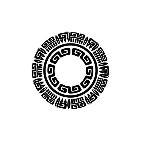 Aztec Circle Design, Aztec Tattoos Men, Circle Tattoo Design, Calf Tattoo Ideas, Tato Maori, Azteca Tattoo, 42 Tattoo, Aztec Symbols, Aztec Tattoo Designs