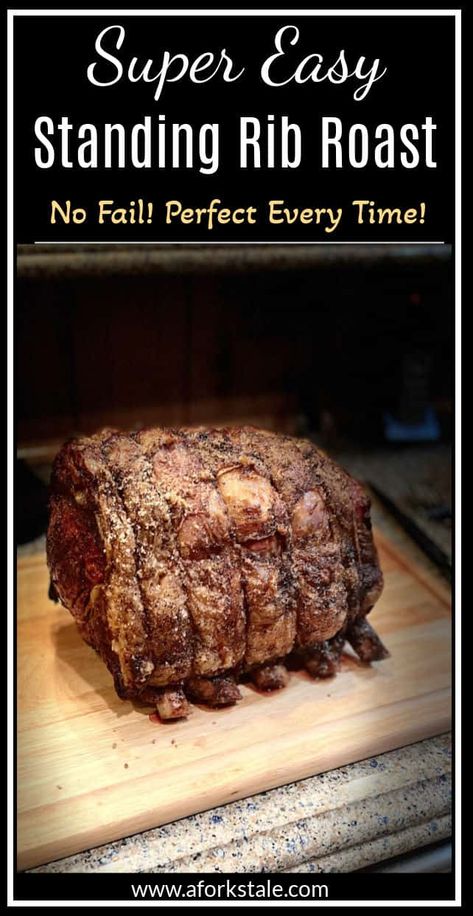 Standing Rib Roast or (Prime Rib) is incredibly flavorful and delicious. It also makes a beautiful presentation for entertaining. Cooking it is surprisingly easy! Follow these simple steps on how to cook a Standing Rib Roast perfectly! Standing Prime Rib Roast How To Cook, How To Cook A 10 Lb Prime Rib Roast, How To Cook A Bone In Prime Rib Roast, Cooking Time For Prime Rib Roast, Cook A Prime Rib Roast, Prime Ribeye Roast How To Cook, Standing Beef Rib Roast, Bone In Standing Rib Roast Recipe, Perfect Rib Roast