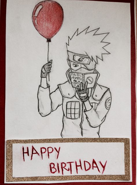 Kakashi Birthday card Naruto Birthday Gift Ideas, Anime Bday Cards, Fortnite Cards Birthday, Naruto Birthday Cards Diy, Naruto Birthday Cards, Naruto Diy Gift, Naruto Gifts For Boyfriend, Anime Birthday Card Ideas, Kakashi Birthday