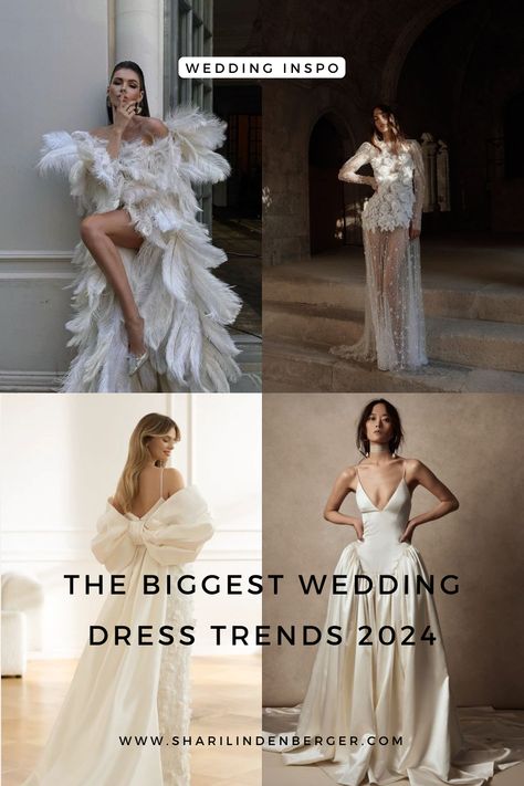 You are a bride to be and thrilled about the upcoming wedding dress trends of 2024? Get inspired by the New York Bridal Fashion Week (Fall 2023)...MORE Unique Weddings Dress, Fall 2023 Wedding Dress, Statement Wedding Dress Unique, 2024 Wedding Dress Styles, Wedding Dress 2024 Bride, New York Wedding Dress, 2024 Bride Dress, Wedding Dresses For 2024, Popular Wedding Dresses 2024