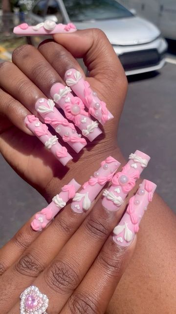 Decoden Nails, Icing Nails, Cake Nails, Birthday Cake Icing, Black Icing, Florida Nails, Food Nails, Instagram Cake, Anime Nails