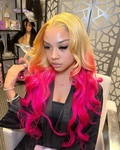 Who can slay this style ? Bio link 📎 to check out 🎁 we made different customized color and curl Up to 30inch transparent lace wigs 13*4 &13*6 & Full lace wigs Available Follow @wigsbyz_ Got more wig #atlantastylist #atlantawigs #malaysianvirginhair #indianhair #newyorkhairstylist #AtlantaStylist #AtlantaHairStylist #AtlantaHair #AtlantaWeaves #AtlantaSewIns #AtlantaExtensions #AtlantaHairStylist #AtlantaExtension #TravelingStylist #weaves #sewins #extensions #hairextensions #hairextensionspe... Blonde Pink Ombre, Event Hairstyles, Body Wave Lace Front Wig, Blonde Pink, Fall Ball, Wave Lace Front Wig, Lace Fronts, Blonde Hair With Bangs, Blonde With Pink