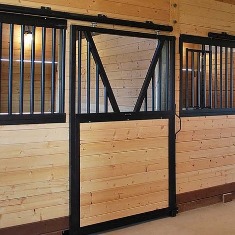 Diy Stall Doors, Horse Stall Doors, Horse Farm Layout, Horse Stalls Doors, Small Horse Barns, Barn Door Window, Stall Fronts, Barn House Kits, Horse Farm Ideas