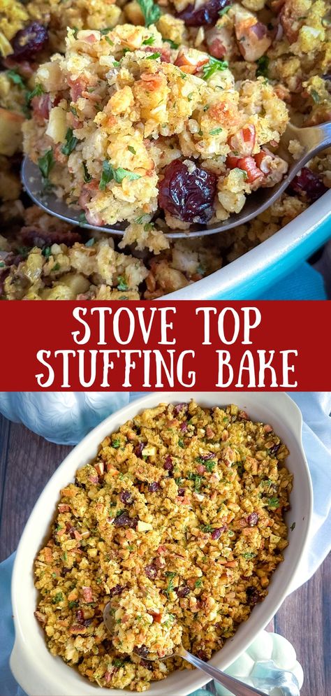 Stove Top Stuffing Bake Box Stove Top Stuffing Recipes, Baked Stuffing Stove Top, Sausage Stuffing With Stove Top, Stove Top Stuffing In Crockpot, Stuffing Made With Stove Top, How To Dress Up Stove Top Stuffing, Dressed Up Stove Top Stuffing, Stuffing Stove Top, Stuffing Stove Top Recipes