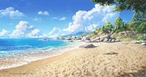 Anime Beach Background, Webtoon Background, Anime Beach, Anime Houses, Background Fantasy, Background Scenery, Episode Interactive Backgrounds, Anime Places, Ocean Backgrounds