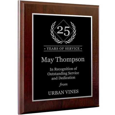 PRICES MAY VARY. YEARS OF SERVICE AWARD: Celebrate a special anniversary or a retirement with out years of service plaque. PERSONALIZED: Make it unique to the recipient by add their name, years of service and a special message. VARIETY OF MATERIALS: Select from a variety of coated and solid wood boards and several options of metal colors. QUICK TURNAROUND: Ships the next business day. PlaqueMaker: We specialize in creating high-quality, long-lasting products, like engraved plaques, signs, and pe Years Of Service Recognition, Trophy Engraving, Recognition Awards, Wood Boards, Service Awards, Engraved Plaque, Solid Wood, Long Lasting, Ships