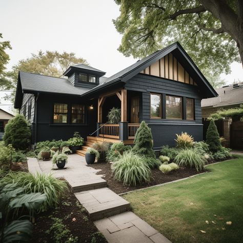 Home Siding Design, Modern Craftsman Bungalow Exterior, Family Home Inspiration, Semi Modern House Interior Design, Modern Cabin Landscaping, Rustic Bungalow Exterior, Historic Bungalow Exterior, Home Renovation Small House, Modern Exterior Remodel