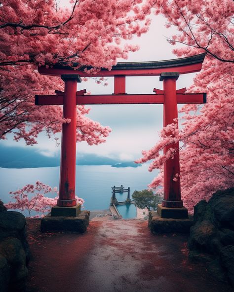 Japan Astetic, Japan Torii Gate, Torri Gate, Cherry Blossom Forest, Astro Dust, Japanese Torii Gate, Bg Poster, Round Gazebo, Tori Gate