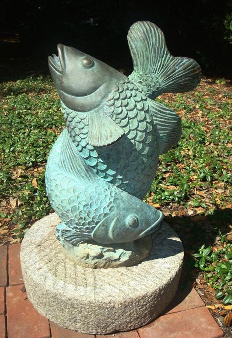 Animal Fountain, Fish Fountain, Fish Statue, Terrace Pool, Fountain Head, Portfolio Pieces, Fish Sculpture, Garden Pottery, Senior Project