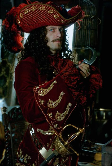 Peter Pan (2003) Starring: Jason Isaacs as Captain Hook. (click thru for larger image) Captain Hook Peter Pan, Peter Pan 2003, Peter Pan Movie, James Hook, A Pirates Life, Pirates Life For Me, Jason Isaacs, Pirate Outfit, Pirates Life