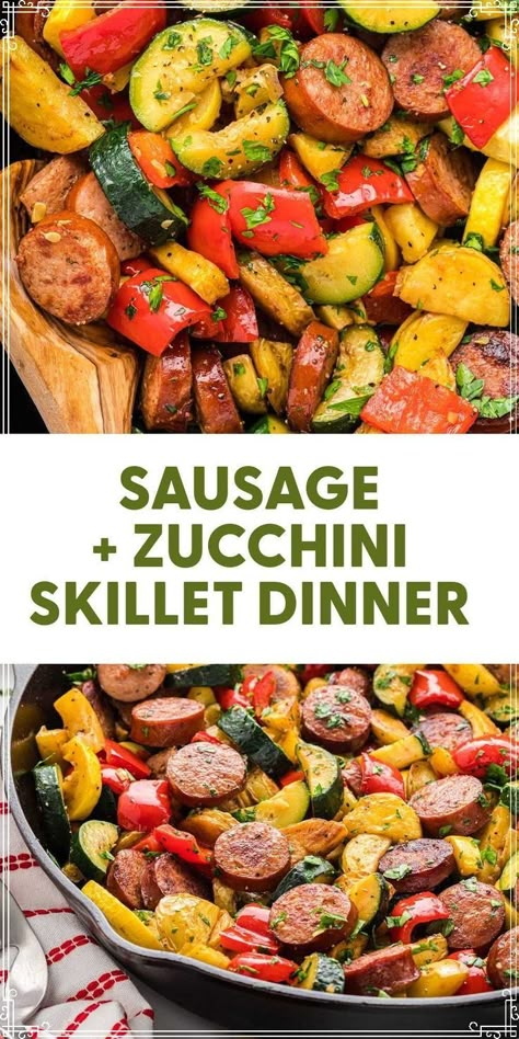 Summer Squash And Sausage Recipes, Smoked Sausage Veggie Skillet, Zucchini Squash Sausage Recipes, Healthy Meals With Sausage, Mediterranean Sausage Recipes, Potatoes And Sausage Recipes, Sausage And Squash Recipes, Zucchini And Sausage Recipes, Sausage And Zucchini Recipes