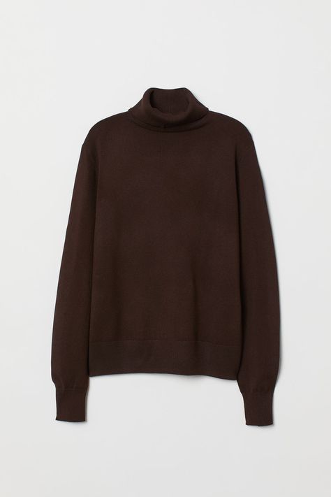 Dark Brown Turtleneck, Brown Turtleneck, Knit Turtleneck Sweater, Polo Neck, Brown Beige, Turtleneck Sweater, Fashion Art, Everyday Fashion, Dark Brown