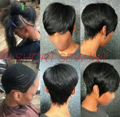 Nice short sew in @the_rose_affect - Black Hair Information Short 27 Piece Hairstyles, Bald Hairstyles For Women, 27 Piece Hairstyles, Short Weave Hairstyles, Bump Hairstyles, Short Black Hair, Sew In Hairstyles, Quick Weave Hairstyles, Sew In