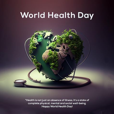 Photo image of world health day with a h... | Premium Photo #Freepik #photo #healthy-day #health-day #world-health #stethoscope-heart World Environment Health Day, World Environmental Health Day, Happy Environment Day, Non Governmental Organization, Protect Nature, Social Well Being, World Health Day, Business Motivational Quotes, Environment Day