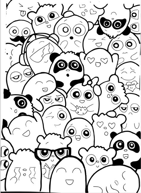 Template Doodle / Caricatura Doodles Kawaii, Doddle Art, Arte Doodle, Graffiti Doodles, Doodle Art Journals, Doodle Art Drawing, Doodle Inspiration, Doodle Coloring, Easy Doodle Art