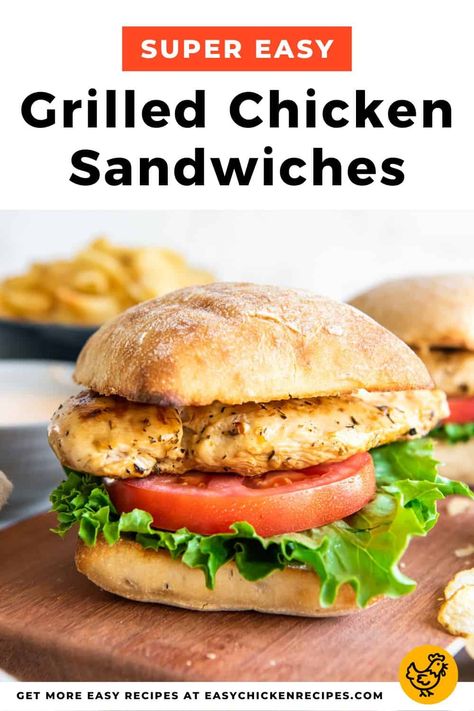 Simple, timeless, and downright delicious Grilled Chicken Sandwiches are the BEST! If you own a grill, you should be able to master the perfect chicken sandwich. This easy recipe calls for marinated chicken, a hot grill, and some of the best sandwich fixings! Baked Chicken Sandwich Recipes, Chicken Breast Sandwich Recipes, Sandwich Fixings, Lemon Garlic Chicken Breast, Grilled Chicken Sandwich Recipes, Chicken Breast Sandwich, Grilled Chicken Sandwich, Chicken Sandwich Recipe, Sandwhich Recipes