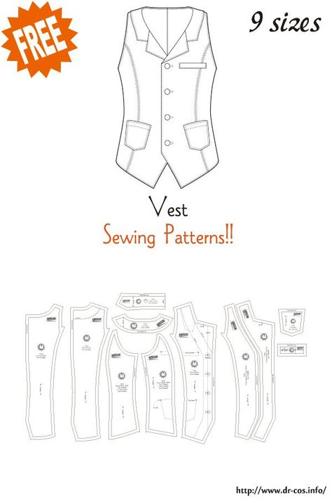 This is the pattern of Vest. inch size(letter size) Children's-4,8,10/Ladies'-S,M,L,LL/Men's-L,LL cm size(A4 size) Children's-100,120,140/Ladies'-S,M,L,LL/Men's-L,LL Added the number of fabric meters required for each size Vest Pattern Men, Sewing Patterns Free Men, How To Sew A Vest, Free Vest Sewing Pattern, Free Vest Patterns For Women Sewing, Free Printable Vest Pattern, How To Make A Vest, Suit Patterns Men's, Suit Vest Pattern