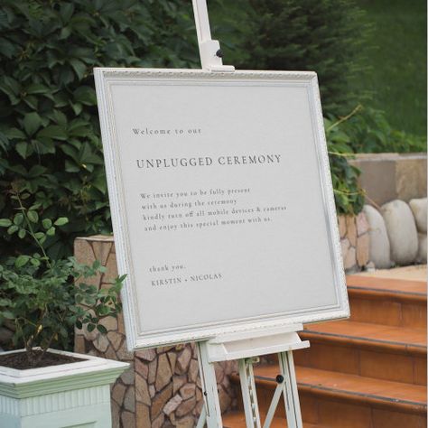 $35.40 | Modern Unplugged Ceremony Wedding Sign #modern minimalist, boho chic, unique, diy sign, unplugged ceremony, wedding sign, no phones cameras, simple, elegant, poster Ceremony Wedding Sign, Unplugged Sign, Wedding Sign Modern, Elegant Poster, Unplugged Ceremony Sign, Unplugged Ceremony, Ceremony Sign, Ceremony Signs, Ceremony Wedding