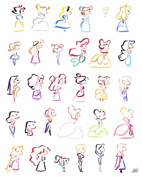 Disney Heroines, Princess And Prince, Disney Minimalist, Disney Mignon, Disney Doodles, Drawing Characters, Tattoo Diy, Easy Disney Drawings, Disney Tattoo