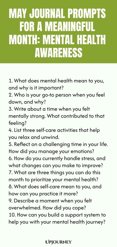 Explore 31 journal prompts to promote self-reflection and mindfulness for Mental Health Awareness Month. Dive into daily writing exercises to enhance self-awareness and emotional well-being throughout May. Tap into your inner thoughts and emotions with these guided prompts for a more meaningful month ahead. Start your journaling journey today! Mental Health Meaning, Mental Health Questions, Psychology Terms, Work Etiquette, Relationship Quizzes, Journal Questions, Happiness Journal, Mental Health Awareness Month, Life Questions