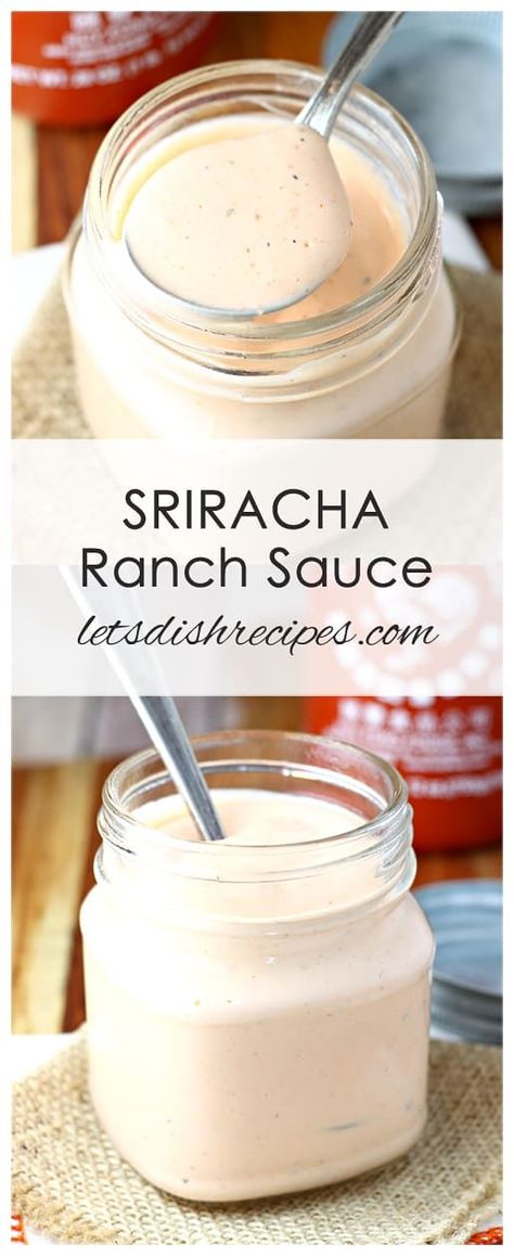 Sriracha Ranch Sauce Recipe: A combination of sriracha sauce and ranch dressing, this spicy, creamy sauce is great on burgers, sandwiches, pizza, salads and more! #sriracha #ranch #sauces #condiments #recipes Ranch Sauce Recipe, Sriracha Ranch, Condiments Recipes, Ranch Sauce, Sauce Spaghetti, Sandwich Sauces, Homemade Sauce Recipes, Ranch Recipe, Condiment Recipes