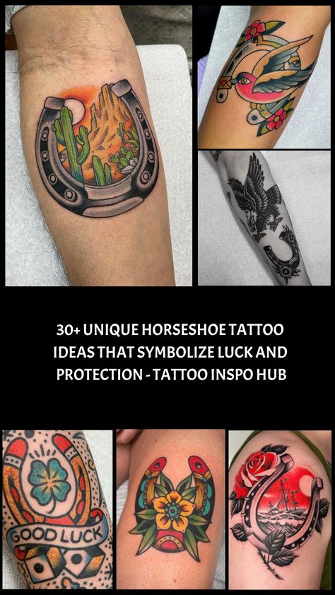 A horseshoe tattoo is a classic symbol of good luck and protection. People have long believed that a horseshoe can ward off bad luck and bring good fortune. Horse Shoe Tattoo Design, American Traditional Horseshoe Tattoo, Horseshoe Tattoo Design, Lasso Tattoo, Lucky Horseshoe Tattoo, Lucky Tattoos, Horseshoe Tattoo, Barcode Tattoo, Lucky Tattoo