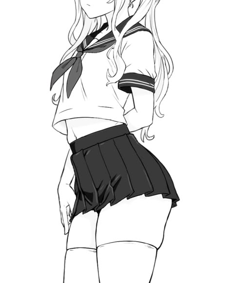 Anime Thighs Banner, Anime Thighs Reference, Thigh Sketch, Thighs Drawing, Thigh Drawing, How To Draw Thighs, Manga Girl Icon, Manga Icons, Anime Skirts