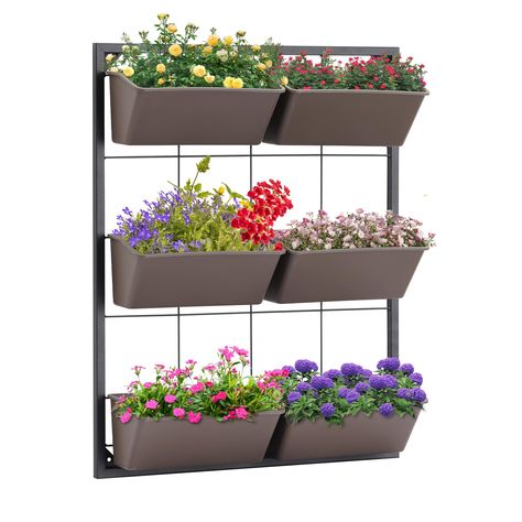 PRICES MAY VARY. size:20.47"*25.98"*5.9", Pot Size:9.64"*5.31"*4.33" 6pcs 9.44" Width Flower Pot with Water Pores Drainage Holes, Contains 6 Black Grid Filter to Prevent Soil from Loss, Bearing weight: about 4.4LB Per Container Power Coated Steel Frame,Brown Container Pots are Made from 100% New Polypropylene Material (PP) with Drainage Holes Great Decoration Haning Plant Flower Pot for Garden Pation Outdoor and Indoors Yard Planters, Hanging Planter Boxes, Vertical Garden Wall Planter, Hanging Wall Planters, Wall Mounted Planters, Vertical Wall Planters, Inside Garden, Vertical Garden Wall, Hanging Plant Wall