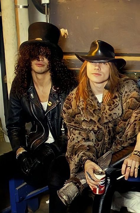 Slash And Axl Costume, This Is My Taste In Men, Famous Rockstars, Gnr 80s, Slash And Axl Rose, Axl Rose And Slash, Slash Costume, Slash And Axl, 80s Rock Band