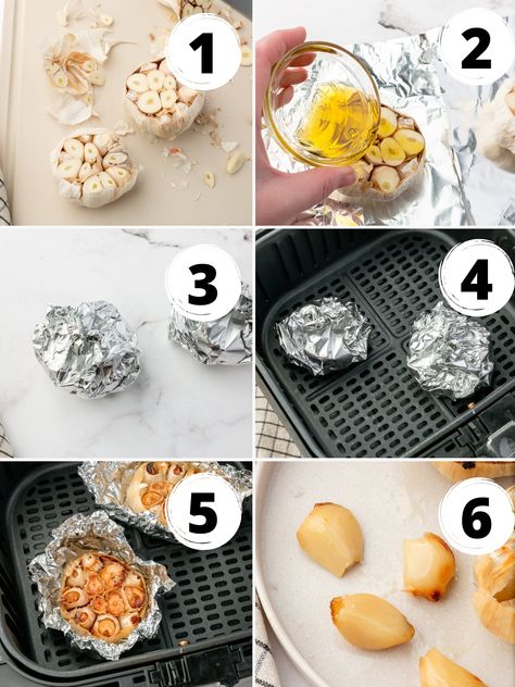 How To Roast Garlic In Air Fryer, Roasting Garlic In Air Fryer, Roast Garlic In Air Fryer, Roasted Garlic In Air Fryer, Air Fry Garlic, Garlic In Air Fryer, Roast Garlic Bulb, Air Fryer Roasted Garlic, Garlic Air Fryer