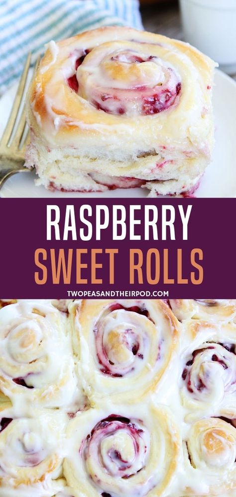 Turn your classic cinnamon roll into this deliciously yummy raspberry cream cheese sweet rolls recipe! Perfect for any occasions, this treat is perfect for brunch or as a dessert. Serve with glazed cream cheese frosting to hype up the flavor! Unique Flavor Combinations Sweets, Raspberry Recipes Savory, Desserts To Sell Ideas, Raspberry Cheesecake Rolls, Fresh Raspberry Recipes Desserts, Huckleberry Cinnamon Rolls, Spring Flavors Desserts, Quick Dessert Recipes For A Crowd, Recipes Using Fresh Raspberries