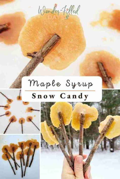 Maple Syrup Snow Candy - Wonder-Filled Days Maple Syrup Candy, Snow Candy, Candy Place, Maple Sugaring, Fresh Snowfall, Charlotte Mason Homeschool, Candy Thermometer, Charlotte Mason, Sugar Maple