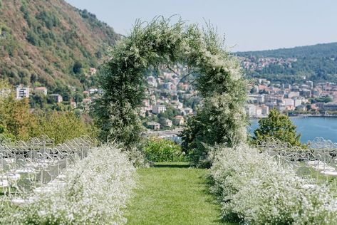 Lake Como Wedding Decoration, Villa Bonomi Wedding, Vincenzo Dascanio Weddings, Villa Bonomi, Lake Como Italy Wedding Star Wars, Wedding Inspiration Dress, Como Italy Wedding, Lake Como Italy Wedding, Greenery Arch