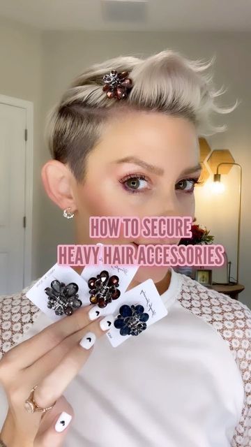 Pixie Accessories Hair, Pixie Hair Accessories Ideas, Hair Accessories For Pixie Haircut, Pixie Cut Hair Accessories, Short Hair Accessories Pixie, Short Hair Accessories Ideas, Undercut Updo Hairstyles, Pixie Updo Ideas, Pixie Cut Accessories