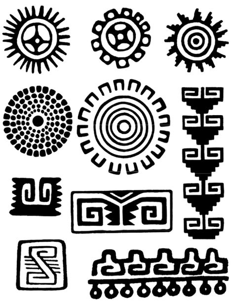 IMAGENES PREHISPANICAS2                                                                                                                                                      Más Mayan Motifs, Inca Symbols, Peru Tattoo, Mexico Pattern, Ancient Motifs, Aztec Symbols, Mayan Symbols, Istoria Artei, Native American Symbols