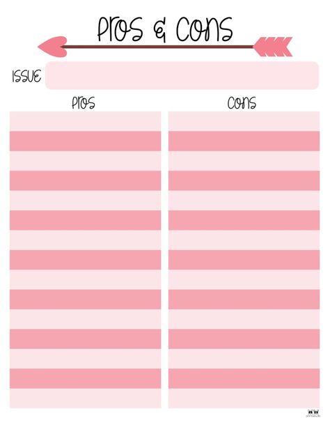 Choose from 18 unique Pros & Cons List Templates to help make your biggest decisions. All templates are 100% FREE and can be printed from home! Pros And Cons List Template, Concert Scrapbook, Memorial Day Coloring Pages, Giraffe Coloring Pages, Pros And Cons List, Free Calendars, Bulletin Journal, Thanksgiving Color, Bulletin Journal Ideas